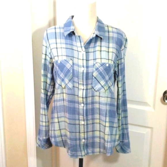 Sanctuary Tops - Sanctuary Cotton Plaid Tomboy Button Down Shirt Large